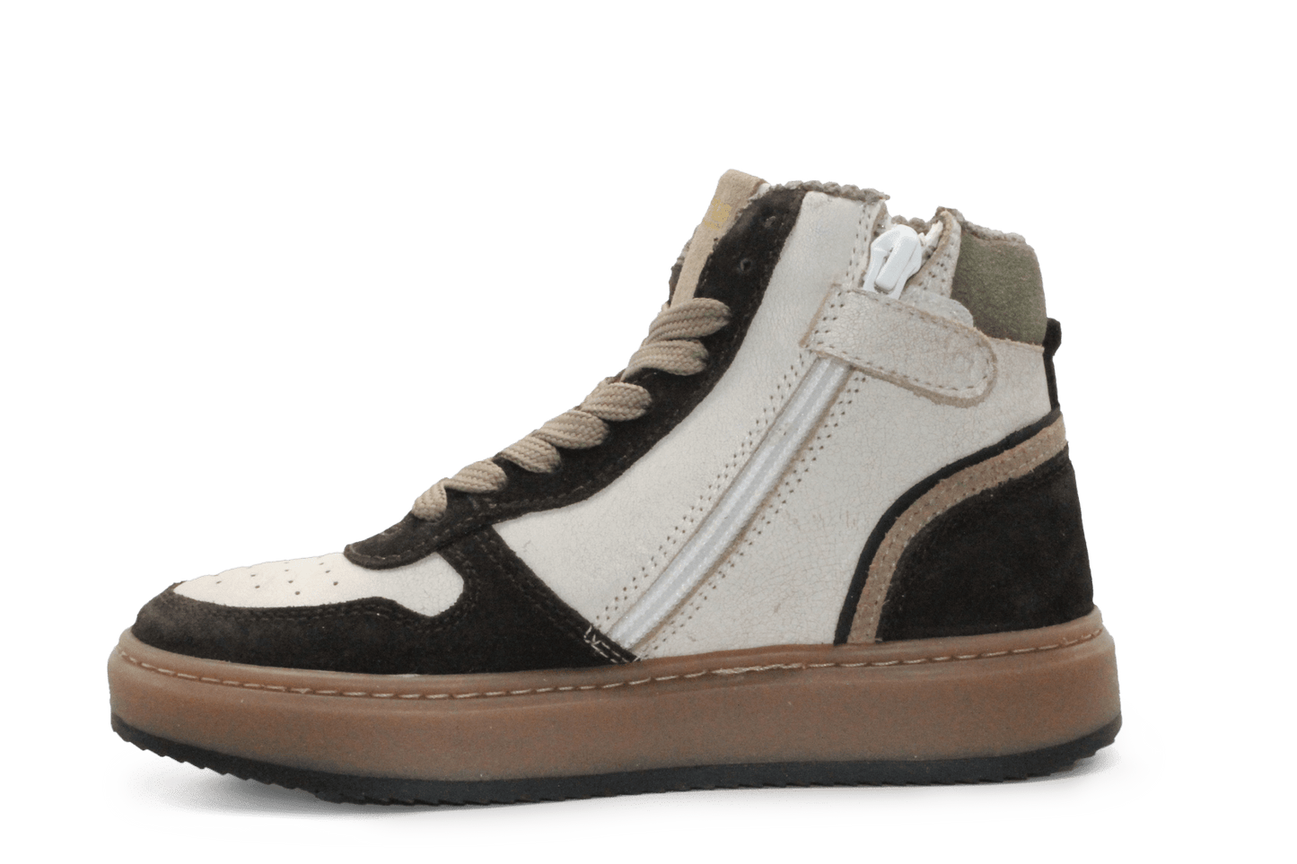 Hip Hoge Sneaker H1803 Bruin Leer & Suède – Veter en Rits - hatshoe