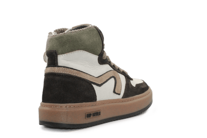 Hip Hoge Sneaker H1803 Bruin Leer & Suède – Veter en Rits - hatshoe