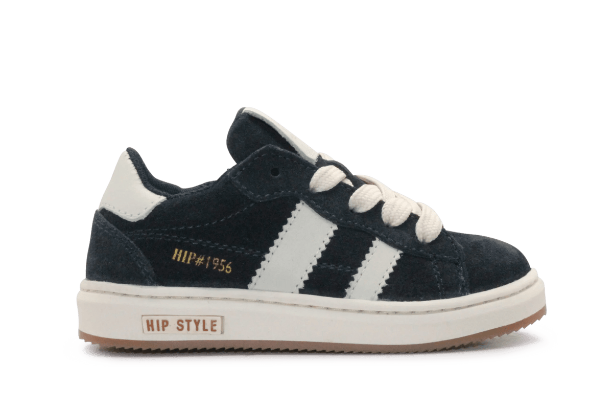 Hip Sneaker H1811 Donker Blauw Leer & Suède – Veter en Rits - hatshoe