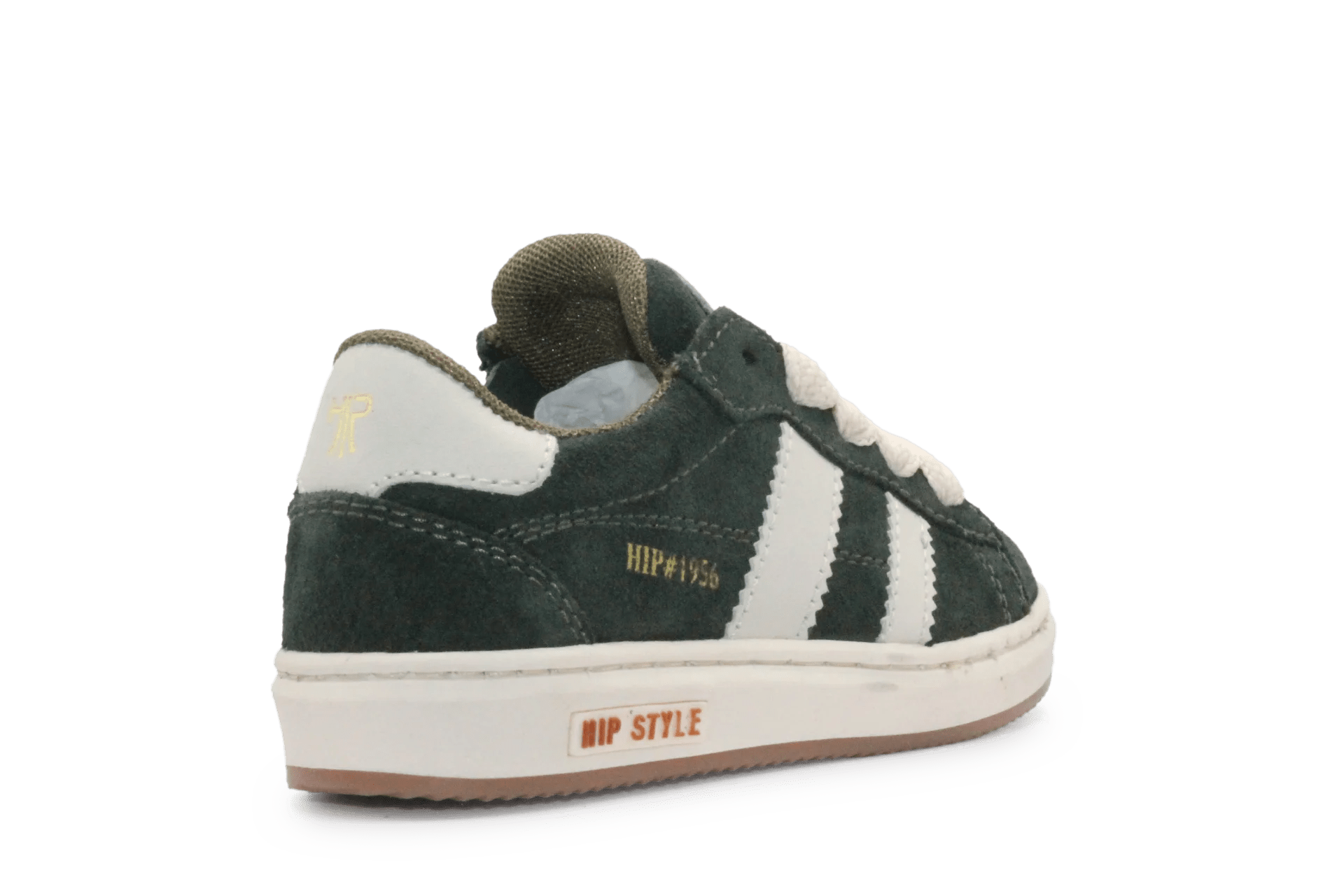 Hip Sneaker H1811 Donker Groen Leer & Suède – Veter en Rits