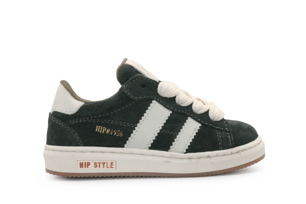 Hip Sneaker H1811 Donker Groen Leer & Suède – Veter en Rits - hatshoe