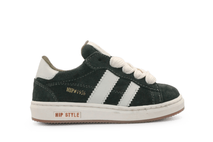 Hip Sneaker H1811 Donker Groen Leer & Suède – Veter en Rits - hatshoe