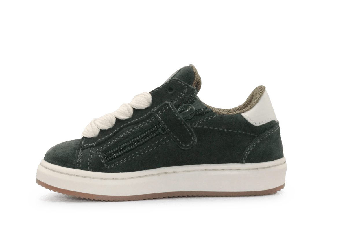 Hip Sneaker H1811 Donker Groen Leer & Suède – Veter en Rits - hatshoe