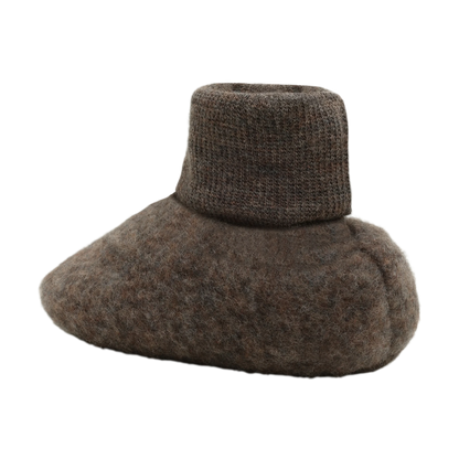 HUTTEliHUT Footies Wool Fleece - Brown Melange - hatshoe