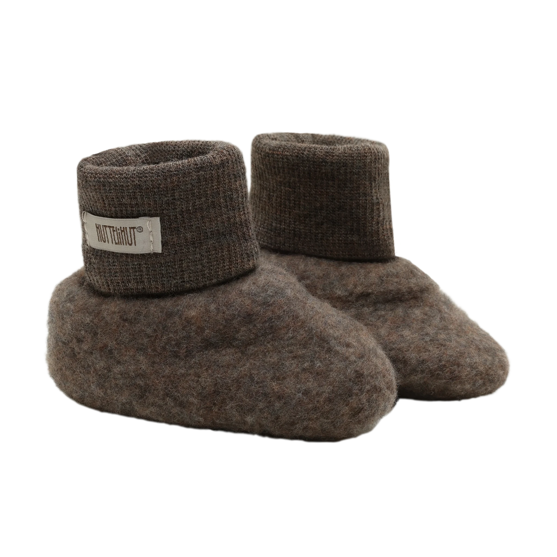 HUTTEliHUT Footies Wool Fleece - Brown Melange - hatshoe