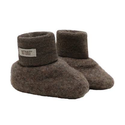 HUTTEliHUT Footies Wool Fleece - Brown Melange - hatshoe