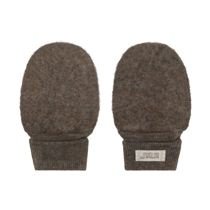 HUTTEliHUT Mittens Wool Fleece - Brown Melange - hatshoe