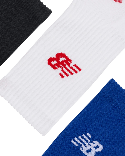 New Balance - Sokken Youth Active Crew Socks 3 Blauw/Wit/Zwart - hatshoe
