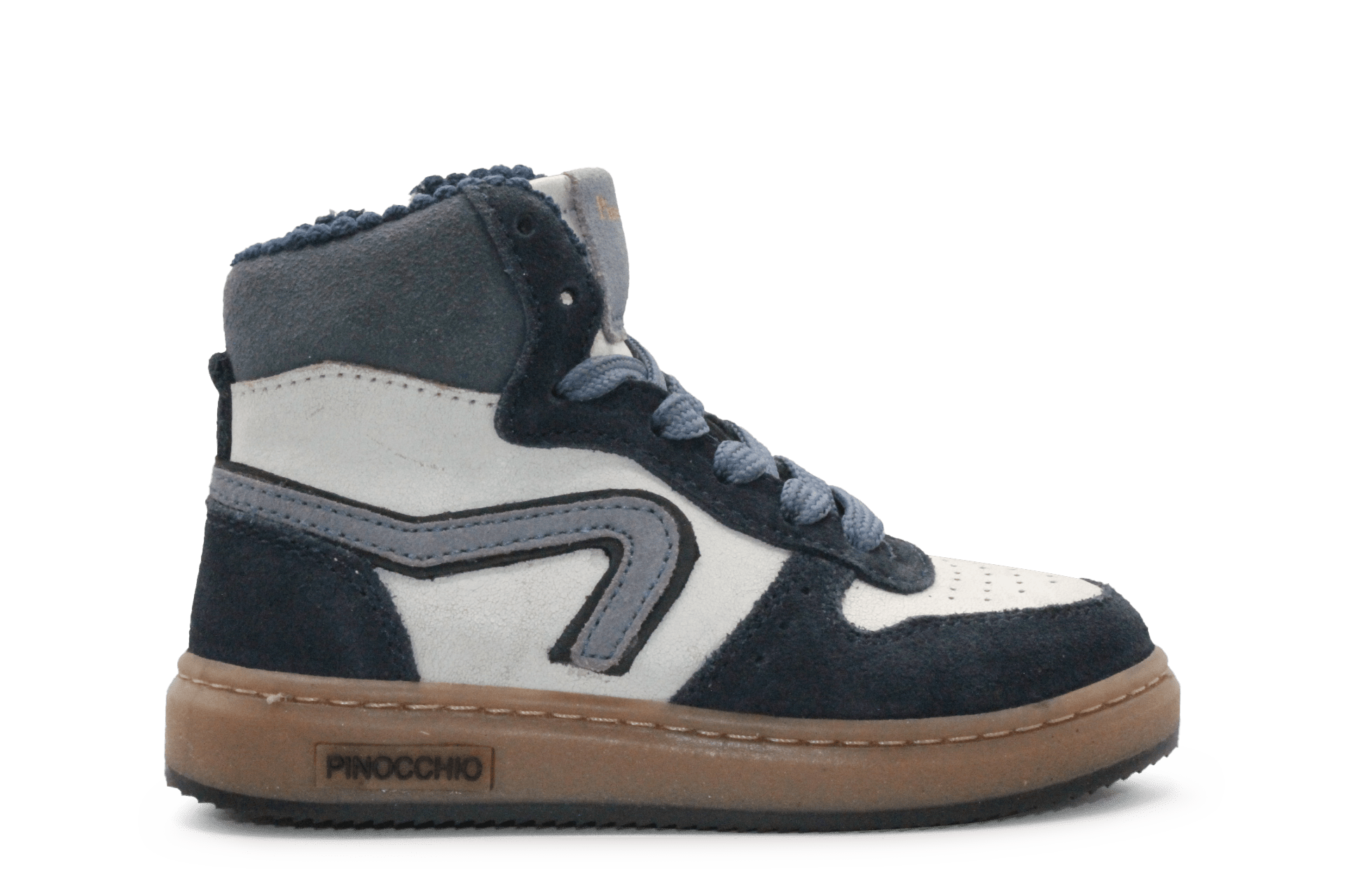 Pinocchio Hoge Sneaker P1803 Blauw Leer & Suède – Veter en Rits - hatshoe