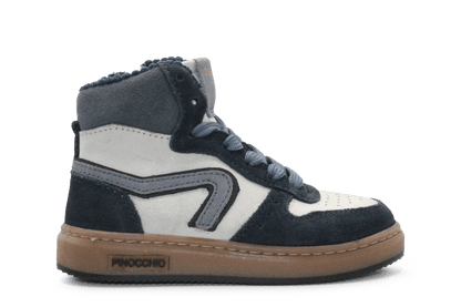 Pinocchio Hoge Sneaker P1803 Blauw Leer & Suède – Veter en Rits - hatshoe