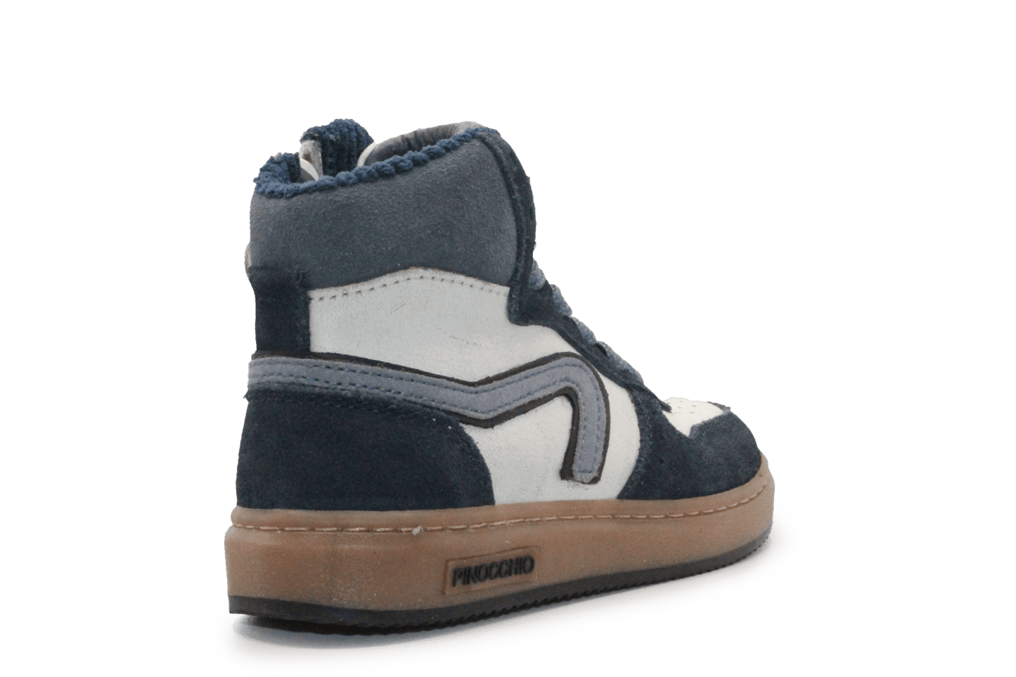 Pinocchio Hoge Sneaker P1803 Blauw Leer & Suède – Veter en Rits - hatshoe