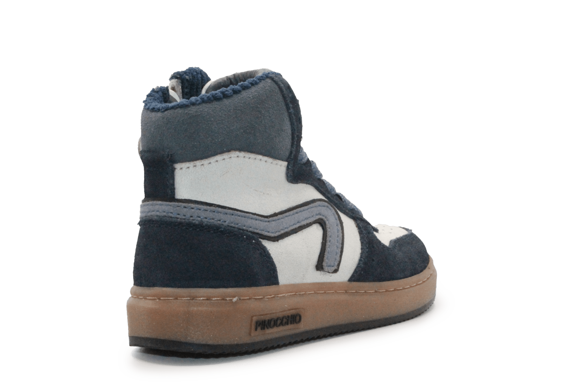Pinocchio Hoge Sneaker P1803 Blauw Leer & Suède – Veter en Rits - hatshoe