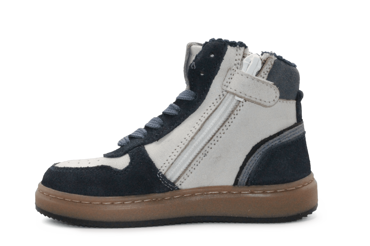 Pinocchio Hoge Sneaker P1803 Blauw Leer & Suède – Veter en Rits - hatshoe