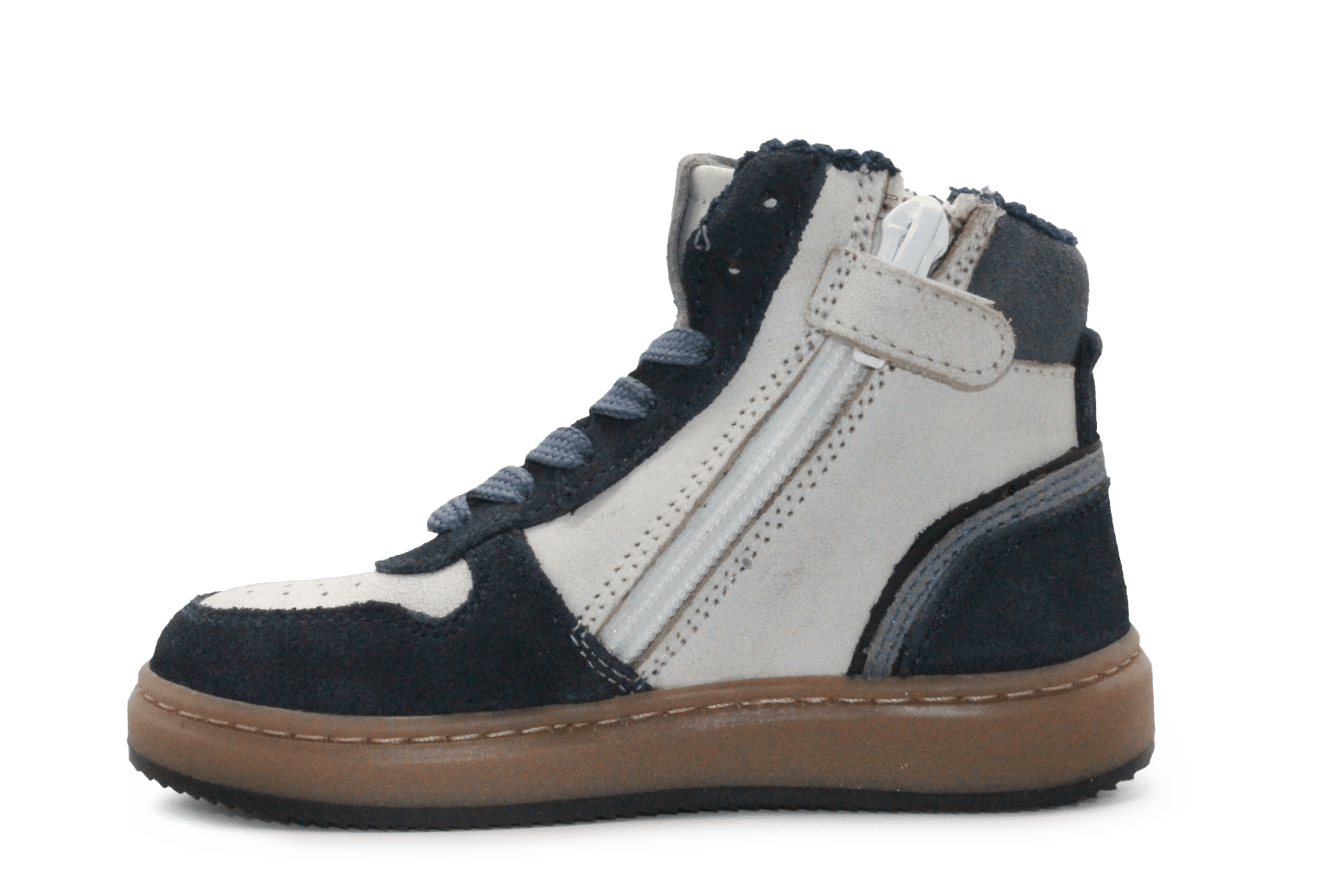 Pinocchio Hoge Sneaker P1803 Blauw Leer & Suède – Veter en Rits - hatshoe