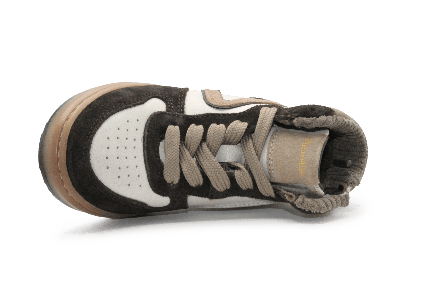 Pinocchio Hoge Sneaker P1803 Wit/Bruin Leer & Suède – Veter en Rits - hatshoe