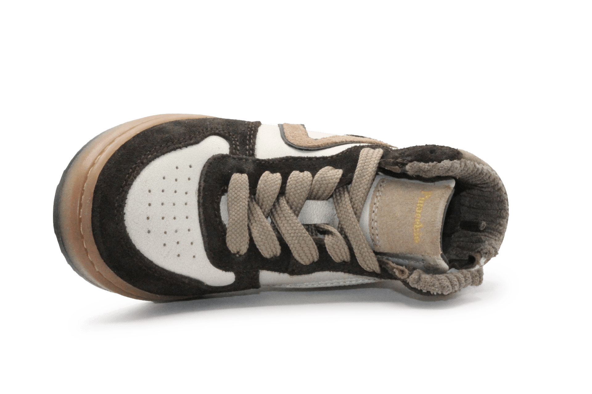 Pinocchio Hoge Sneaker P1803 Wit/Bruin Leer & Suède – Veter en Rits - hatshoe