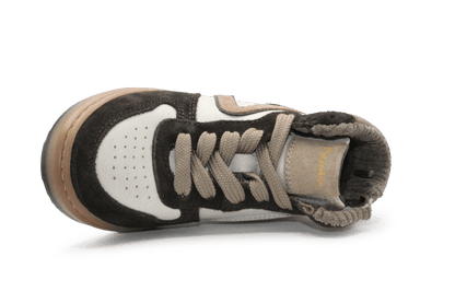 Pinocchio Hoge Sneaker P1803 Wit/Bruin Leer & Suède – Veter en Rits - hatshoe
