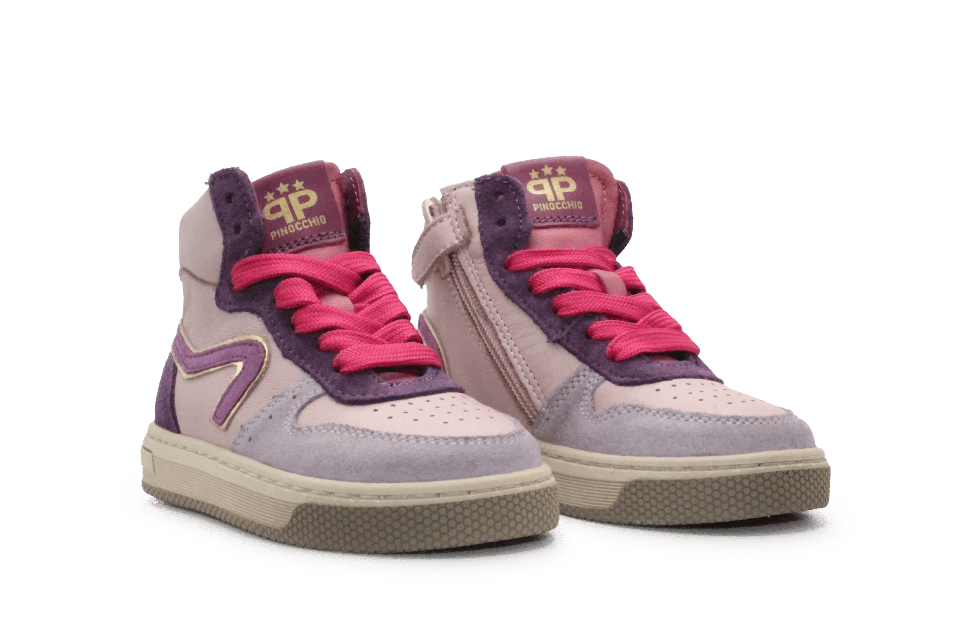 Pinocchio P1301 Roze Paars – Meisjes Sneakers Leer Maat 24-30