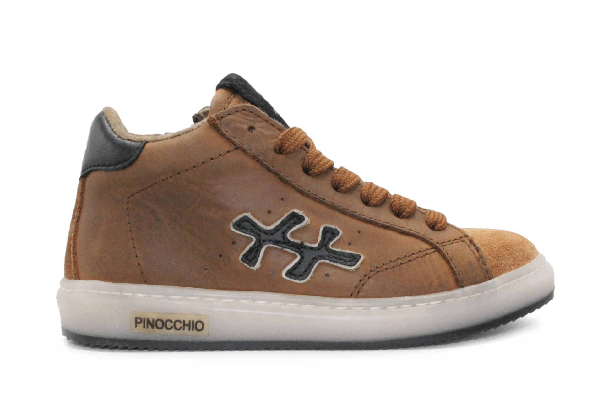Pinocchio P1109 Jongens Veterschoenen Bruin Leer met Rits
