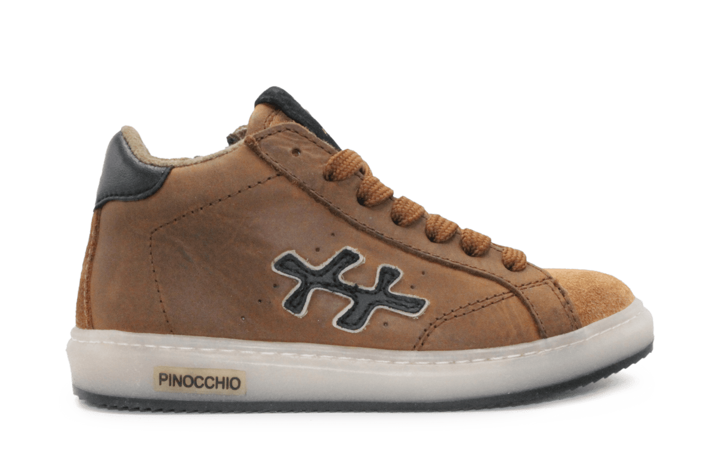 Pinocchio P1109 Jongens Veterschoenen Bruin Leer met Rits - hatshoe