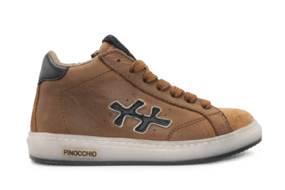 Pinocchio P1109 Jongens Veterschoenen Bruin Leer met Rits - hatshoe