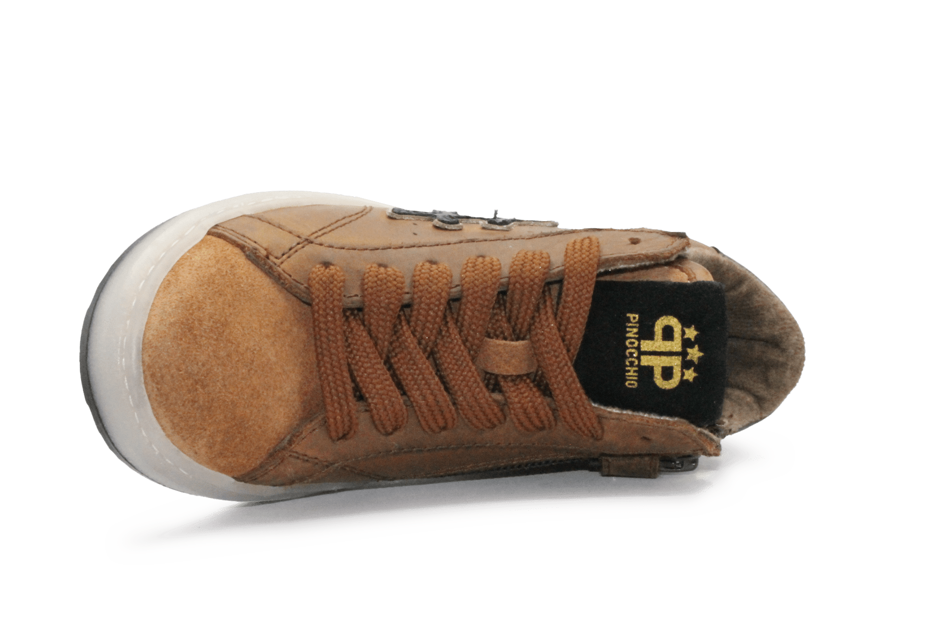 Pinocchio P1109 Jongens Veterschoenen Bruin Leer met Rits - hatshoe