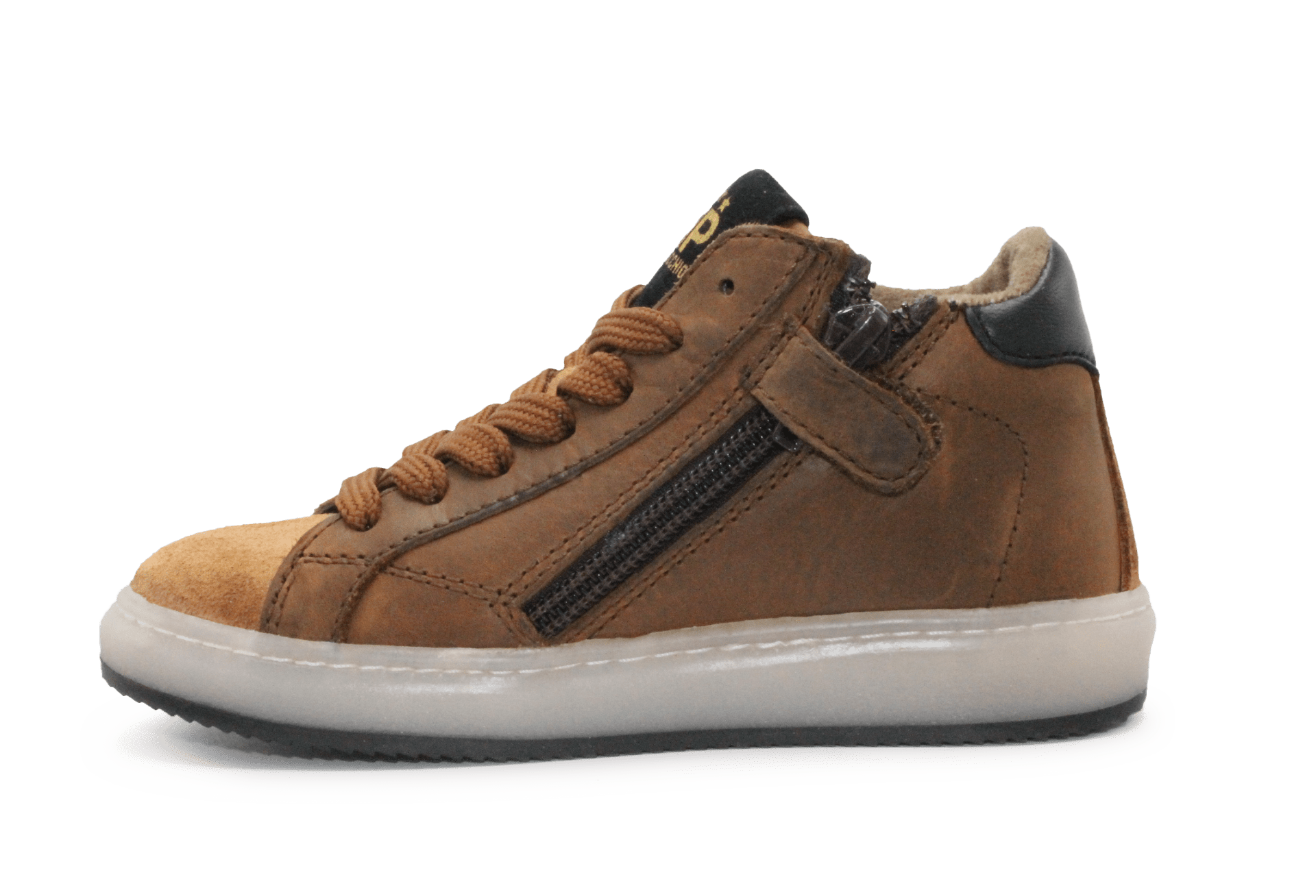 Pinocchio P1109 Jongens Veterschoenen Bruin Leer met Rits - hatshoe