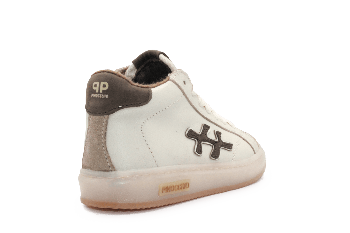 Pinocchio P1109 Jongens Veterschoenen Wit/Beige Leer met Rits - hatshoe