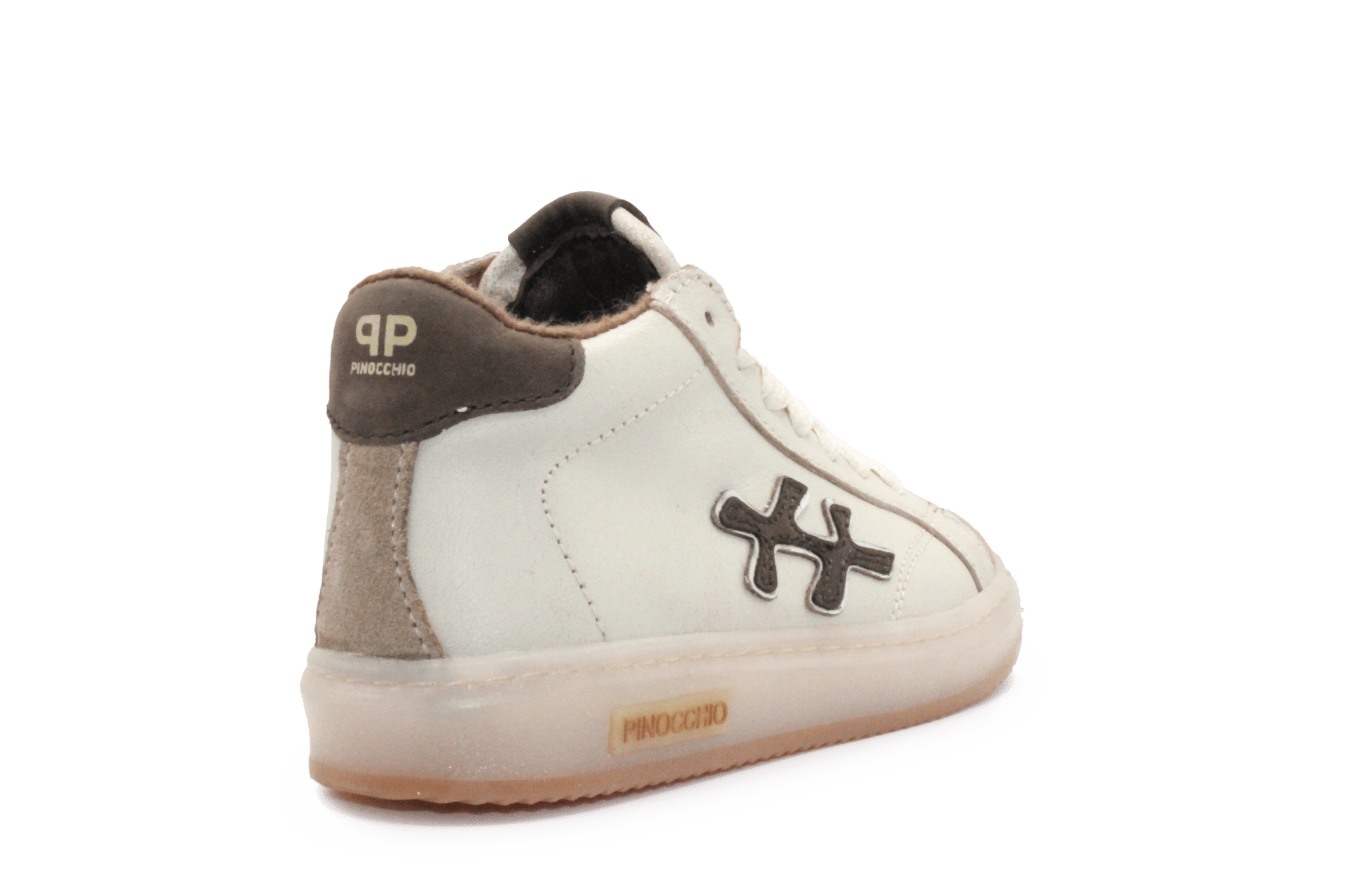 Pinocchio P1109 Jongens Veterschoenen Wit/Beige Leer met Rits - hatshoe