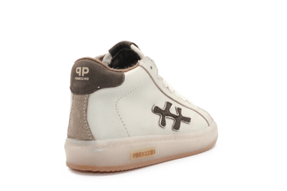 Pinocchio P1109 Jongens Veterschoenen Wit/Beige Leer met Rits - hatshoe