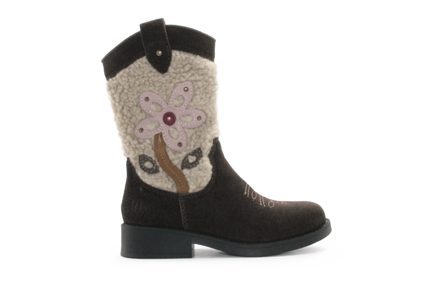 Shoesme Cowboylaars Meisjes - Donkerbruin Bloem - hatshoe