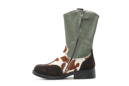 Shoesme Cowboylaars Meisjes - Donkerbruin Groen - hatshoe
