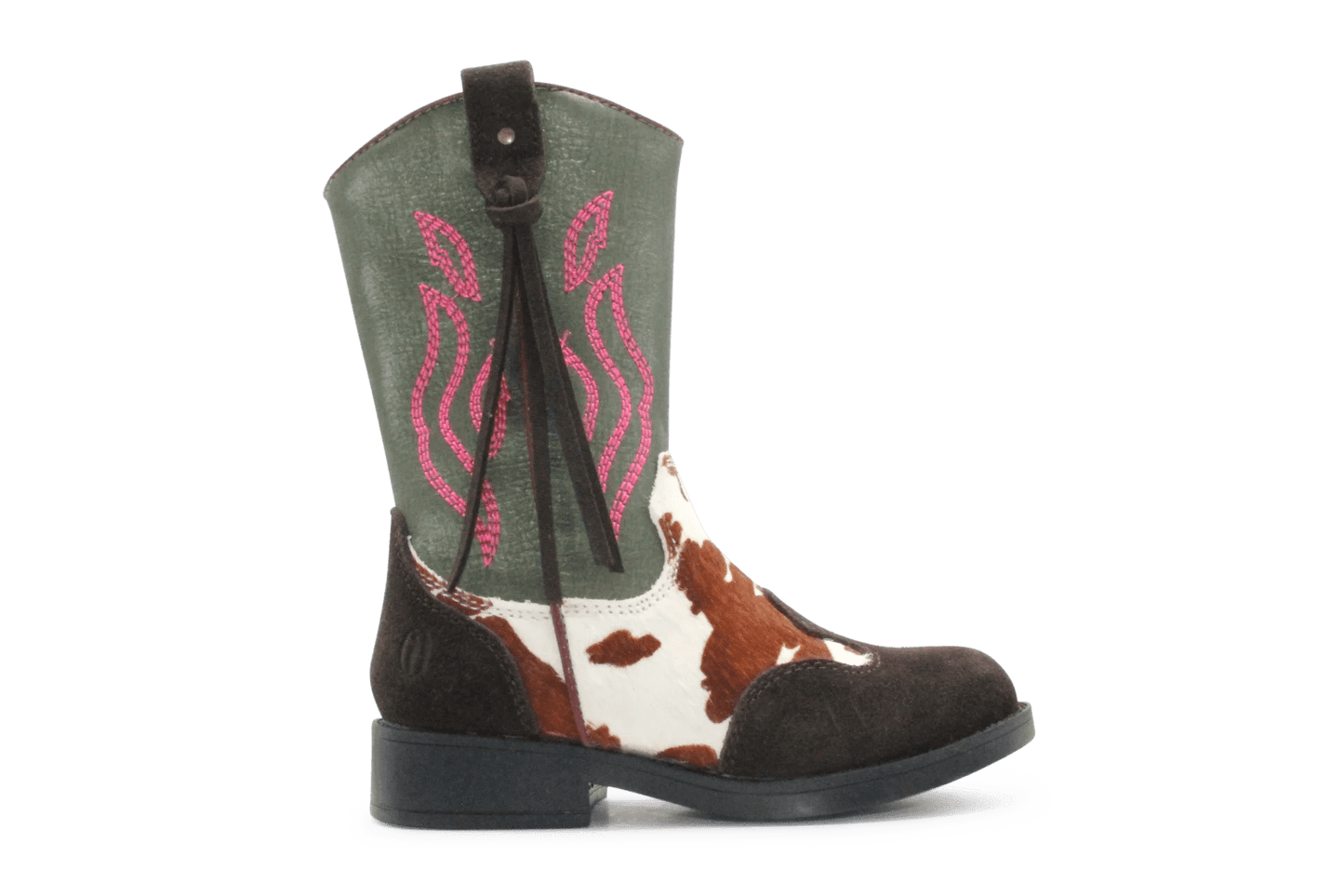 Shoesme Cowboylaars Meisjes - Donkerbruin Groen - hatshoe
