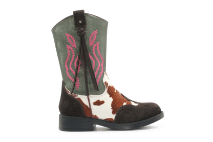 Shoesme Cowboylaars Meisjes - Donkerbruin Groen - hatshoe