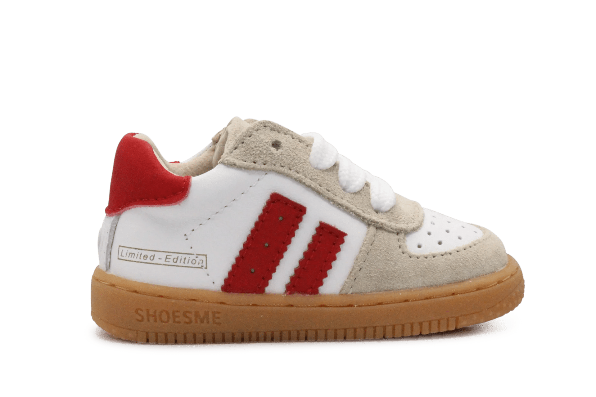 Shoesme Eerste loop Sneaker - Beige Rood - hatshoe
