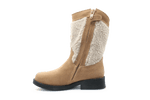Shoesme NW23W006 Cowboylaars Beige Bloem Leer en Suede – Meisjes - hatshoe