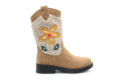 Shoesme NW23W006 Cowboylaars Beige Bloem Leer en Suede – Meisjes - hatshoe