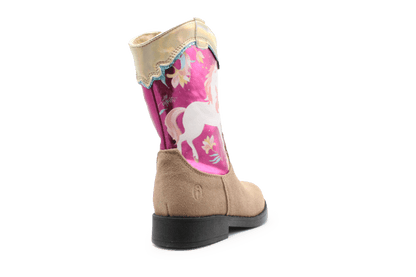 Shoesme NW24W010 Cowboylaars Roze Eenhoorn Leer – Meisjes - hatshoe