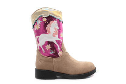 Shoesme NW24W010 Cowboylaars Roze Eenhoorn Leer – Meisjes - hatshoe