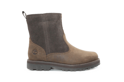 Timberland Courma Warm Lined Boots Dark Brown Leer – Met Imitatiebont en Rits - hatshoe